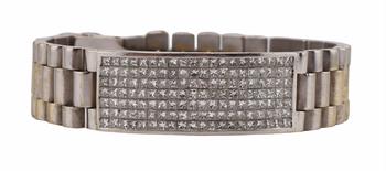 JEWELRY. Men's 18kt Gold &amp; 4+ct Diamond Bracelet.