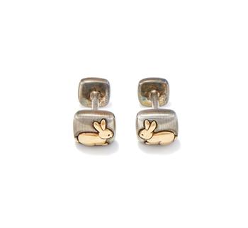 HERMèS, A PAIR  OF RABBIT CUFFLINKS