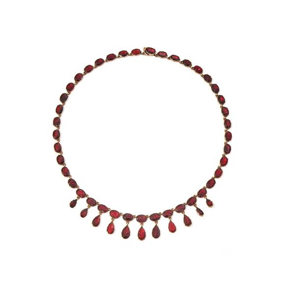 DreweattsA GEORGIAN GARNET FRINGE NECKLACE