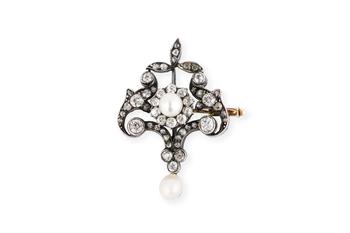 PERLEN DIAMANT BROSCHE 19. JH.