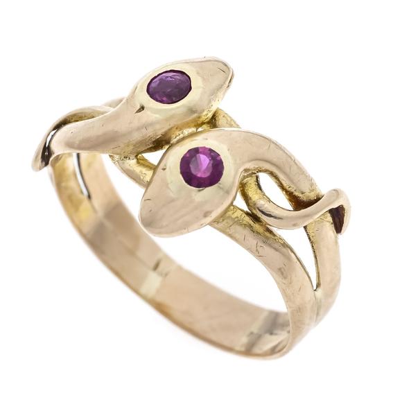 Historia AuktionshausSnake Ring GG 585/000 with 2 round-