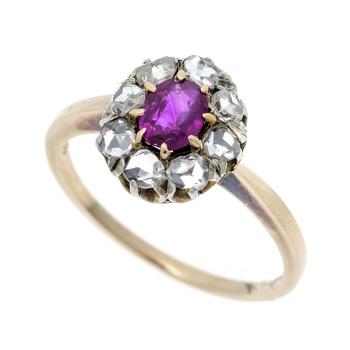 Ruby-diamond ring GG 585/000 with a