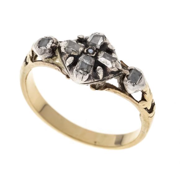 Historia AuktionshausDiamond ring GG 585/000 and silver,