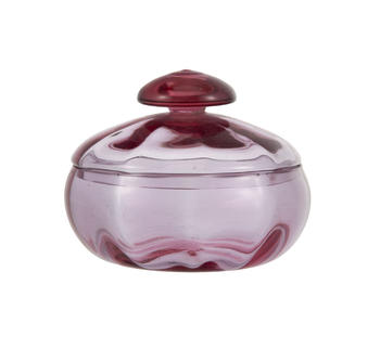 Moser. Bonbonnière style Art Déco en verre rose, signée, h. 8 cm
