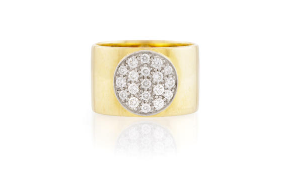 Piguet - H?tel des VentesDinh Van, bague or 750 surmontée d'un disque en platine serti de diamants taille brillant