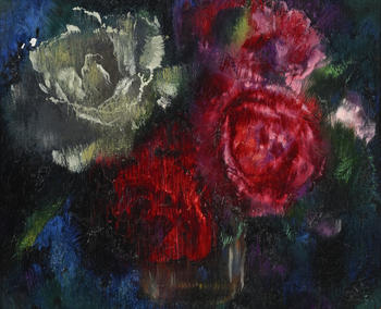 Augusto Giacometti (1877-1947),  Rosen , 1928 (juillet), huile sur toile, signée, datée et titrée au verso, 25x29,5 cm