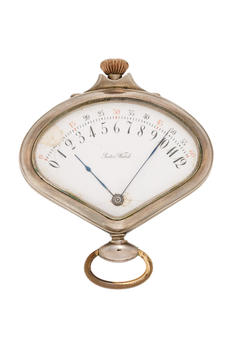 Sector Watch et Record Watch, Brevet n°27961, montre de poche en argent décorée de chevaux avec heures et minutes rétrogrades