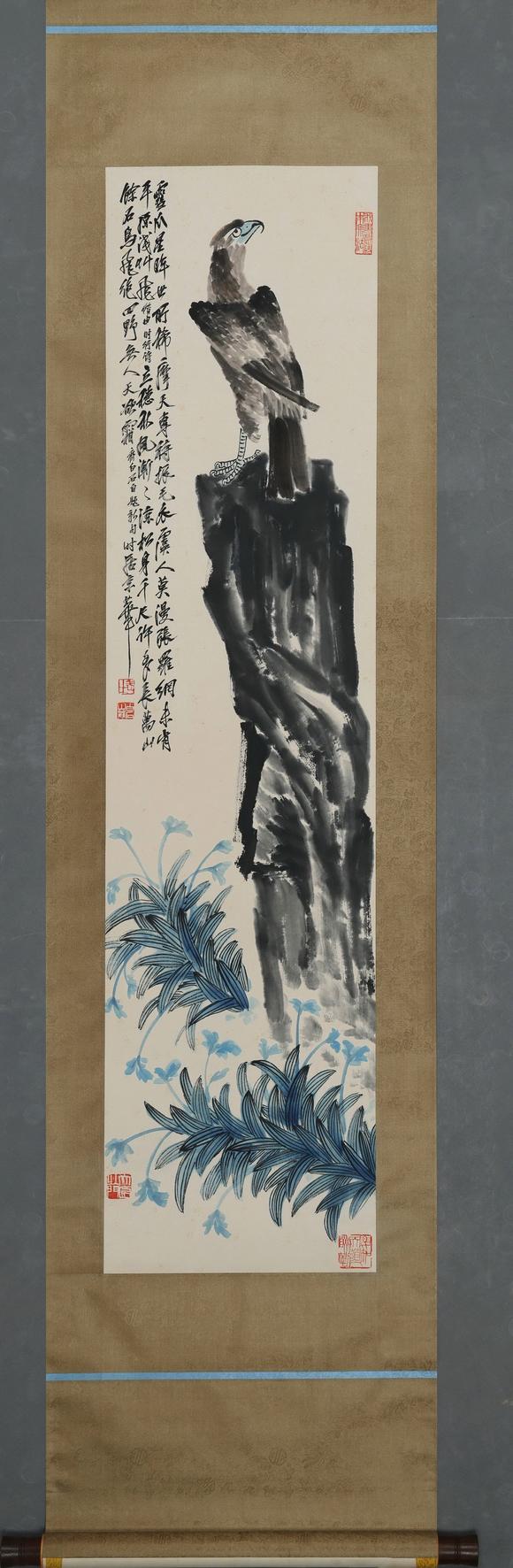 日本松町古美齊白石 松鷹圖