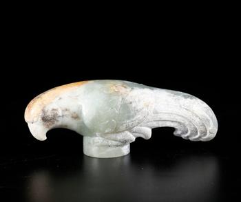 和田玉雕鳥形杖首