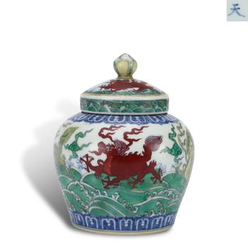 Ming Dynasty Chenghua Period,Doucai 'Tian' Jar with Sea Beast Pattern