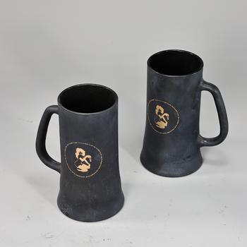 1970s Playboy Club Matte Black Beer Mugs Set Of 2