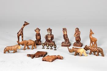 Hand Carved Wooden Animal Figurines And Disney 1940s Sirocco Character