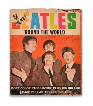 The Beatles, Fully Signed “Beatles ’Round the World” Magazine (Mid-1960s Fan Publication)