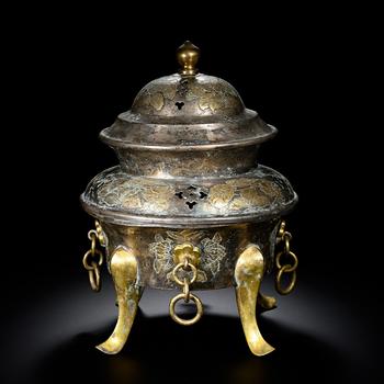Pre-Ming Dynasty Silver-Gilt Floral Incense Burner