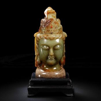 Pre-Ming Dynasty Hetian Jade Guanyin Head
