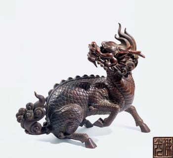 清 銅麒麟擺件