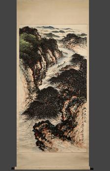 關山月黎雄才合作山水立軸