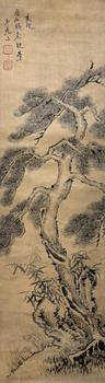 周亮工（1612-1672）　山水　綾本立軸