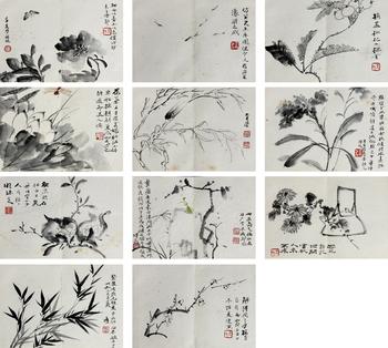 張大千（1899-1983）於非闇（1889-1959）　花鳥冊　紙本冊頁
