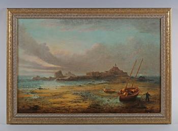 English School (19th century) - Elizabeth Castle, Jersey, with fishe