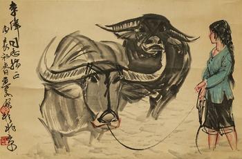 黃胄 牧牛圖 紙本鏡心