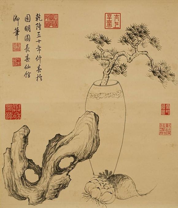 京都祇園會拍賣愛新覺羅·弘歷 博古圖 紙本掛軸