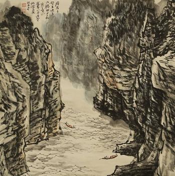 何海霞 山水圖 紙本掛軸