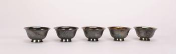 20世紀(jì)40年代 錘疊紋茶杯五只
