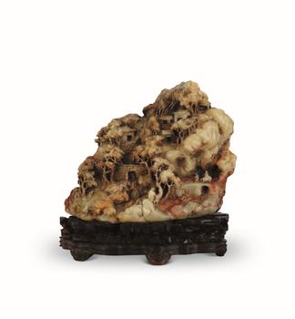 明 將軍洞芙蓉石山水人物大山子