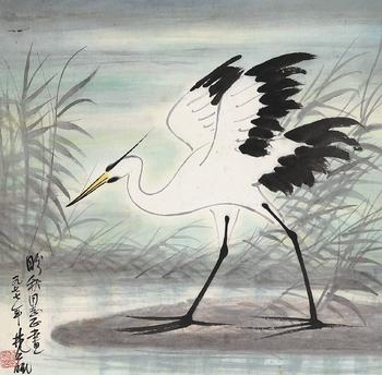 林風(fēng)眠 蘆塘白鷺