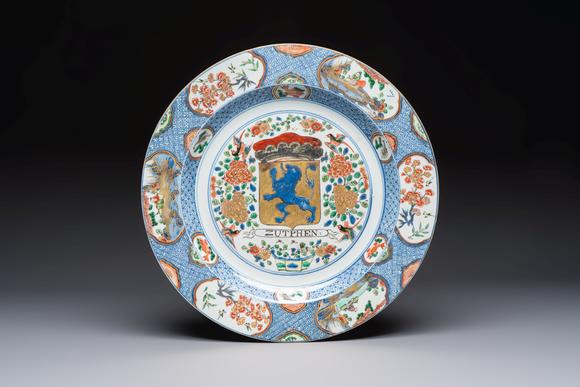 Rob Michiels AuctionsA large Chinese famille verte armorial 'Provinces' dish with the arms of Zutphen, Kangxi