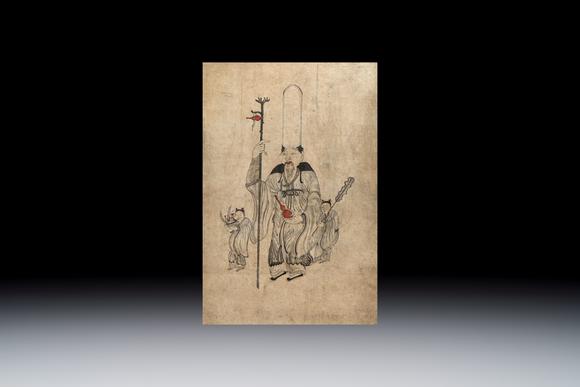 Rob Michiels AuctionsKorean school: 'The God of Longevity and Attendants', ink and colour on paper, Joseon, 18th C.