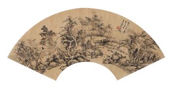 山水扇面