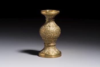 A small Chinese 'Lotus Scroll' incense tool vase, Qianlong mark, 18th C., and possibly of the period