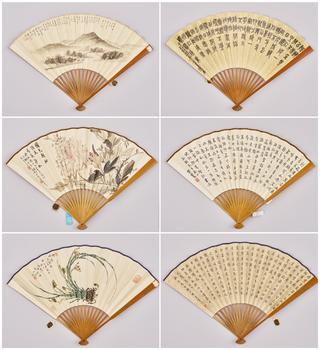 吳東邁（1885-1963）、時慧寶（1881-1943）、溥佺（1913-1991） 成扇三把
