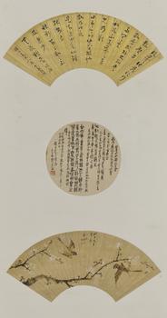 吳昌碩（1844-1927）、劉德六（1806-1875）等 書法、梅花雙雀扇三幀