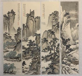 山水四條 81*79 紙本立軸