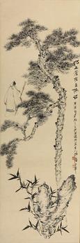 策杖訪友 109×36cm 紙本設(shè)色鏡心
