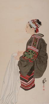 何家英  繡花