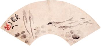 八大山人    魚 扇面