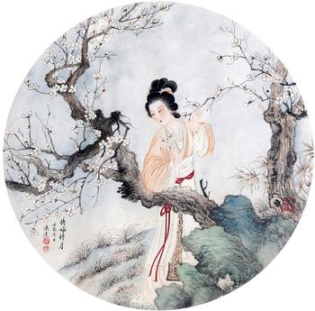 馮素簃    仕女 團(tuán)扇扇面