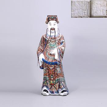 民國 粉彩財(cái)神 ''福建會(huì)館''款 ''游伯椿造''款