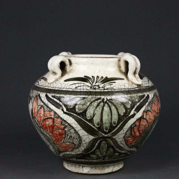 富澜海拍卖旧藏 唐花卉四耳罐