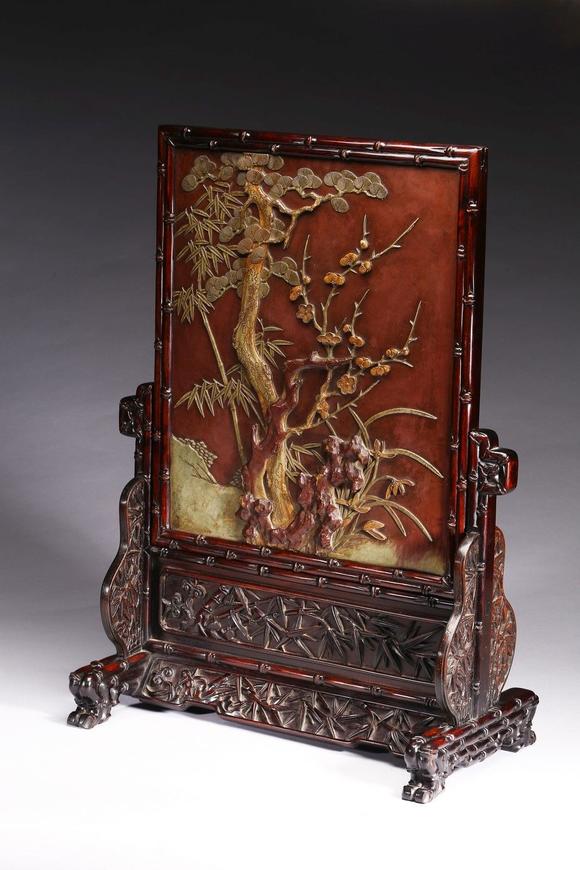 清祁阳石梅兰竹菊插屏