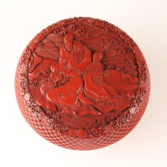 日本四国拍卖堆朱 盖物