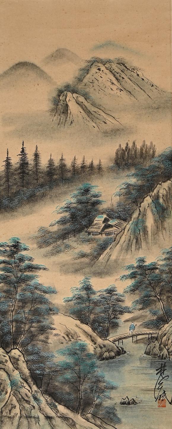 林风眠青绿山水图