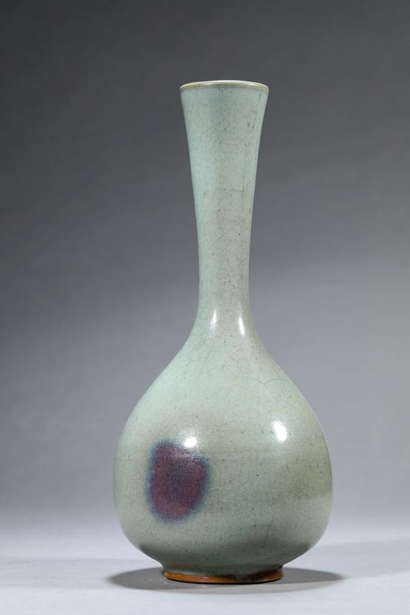 日本美和钧窑红斑长颈瓶