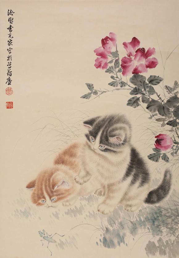 山东常藏曹克家 双猫图