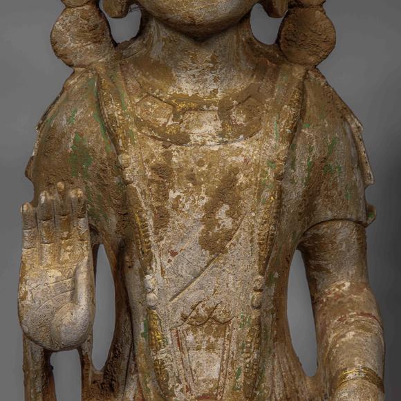 中国明代汉白玉彩绘佛像