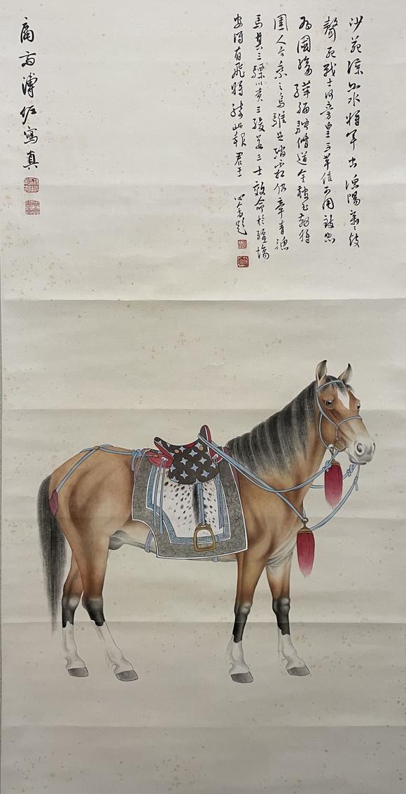 溥佐溥儒题款马文物公司旧藏带火漆